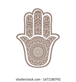 Ornamental pattern inside ancient Middle Eastern amulet symbolizing the Hand of God, vector