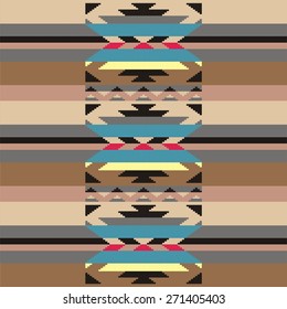 Ornamental pattern for knitting and embroidery. American Indians, Navajo, tribal, ethnic fabric. Fashion pixel art, stock vector.