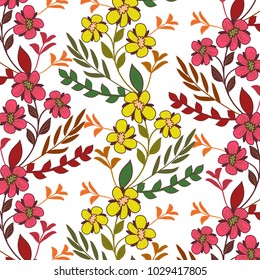 Ornamental pattern of leaves and roses. Background. Provence. Vintage. Textile. Vector illustration.