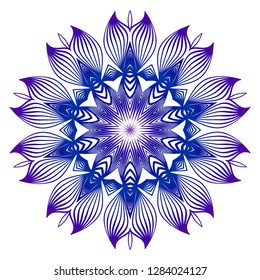 Ornamental pattern with mandala. Vintage vector for print phone case, web design, Invitation, wedding card. Blue, purple color gradient.