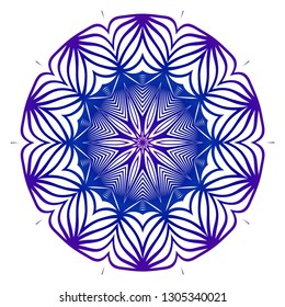 Ornamental pattern with mandala. Vintage vector for print phone case, web design, Invitation, wedding card. Blue, purple color gradient.