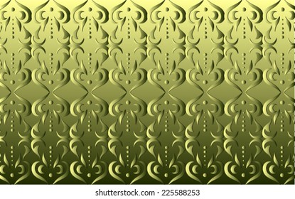 Ornamental pattern of metal background color green