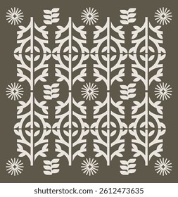 Ornamental pattern model. Floral elements for mosaics. Texture. Vector