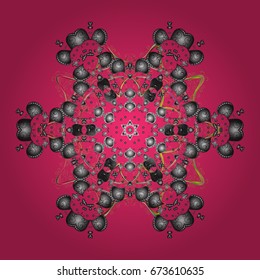 Ornamental pattern on colorful background. Arab, Asian, ottoman motifs in colors. Simple snowflake ornamental pattern, floral elements, decorative ornament. Vector illustration.