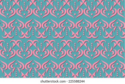 Ornamental pattern pink retro color background