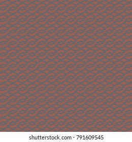Ornamental pattern in red and blue with horizontal rows of twisted shapes. Tapestry texture. Abstract vector.
