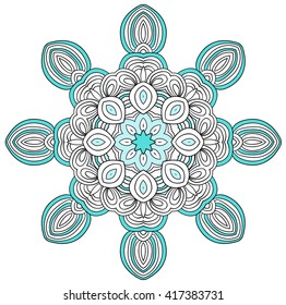 Ornamental pattern round. Lace mandala. Vector.  serenity colors.