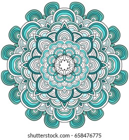 Ornamental pattern round. Lace mandala. Vector. Rose quartz and serenity colors.