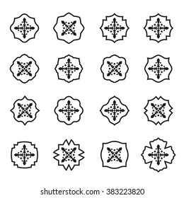 Ornamental pattern set. Badges with fleur de lis sign in flat style. Vector illustration.