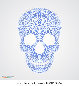 Ornamental pattern skull in tattoo style. Vector illustration