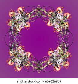 Ornamental pattern of stylized snowflakes and dots on background. Vector abstract design.