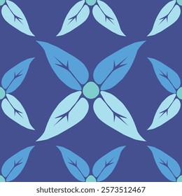 an ornamental pattern with three different colors plus a plain blue background