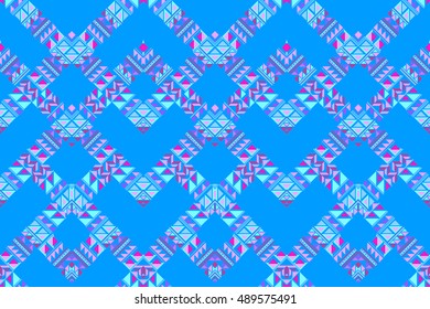 Ornamental pattern tie dye on a blue background. Vector tribal background ditsy element design.