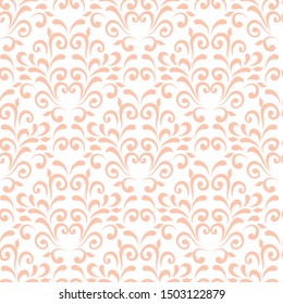 Ornamental pattern. Vector seamless abstract beige background.Leaves and whorls.
