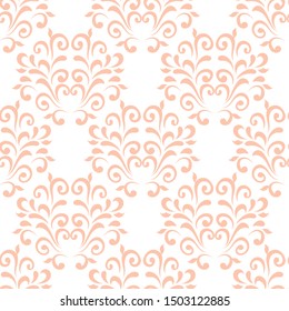 Ornamental pattern. Vector seamless abstract beige background.Leaves and whorls.