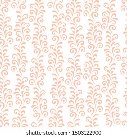Ornamental pattern. Vector seamless abstract beige background.Leaves and whorls.