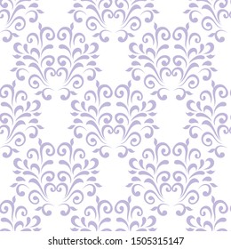 Ornamental pattern. Vector seamless abstract lilac background.Leaves and whorls.