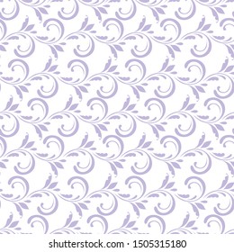 Ornamental pattern. Vector seamless abstract lilac background.Leaves and whorls.