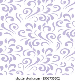 Ornamental pattern. Vector seamless abstract lilac background.Leaves and whorls.