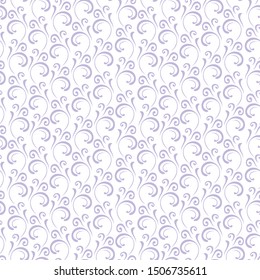 Ornamental pattern. Vector seamless abstract lilac background.Leaves and whorls.