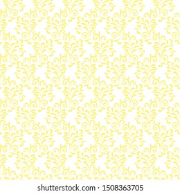 Ornamental pattern. Vector seamless abstract yellow background.Leaves and whorls.