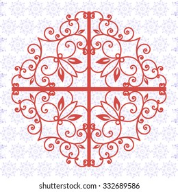Ornamental pattern for wedding invitations, greeting cards. Vector vintage. Victorian style in shape of a circle