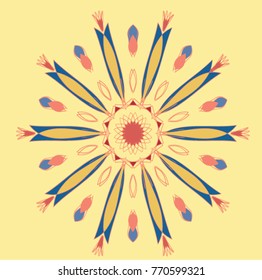 ornamental patterned flower on a yellow background