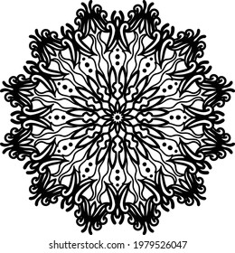 ornamental patterned mandala with black flower sketch
