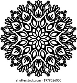 ornamental patterned mandala with black flower sketch