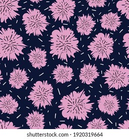 Ornamental pink flowers seamless pattern. Great for printing. Vector illustration.