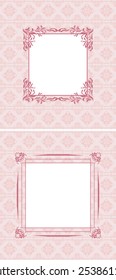 Ornamental pink seamless background with frame. Two patterns. Vector