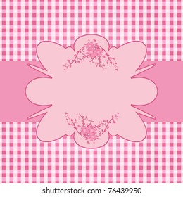 Ornamental pink square background with flowers