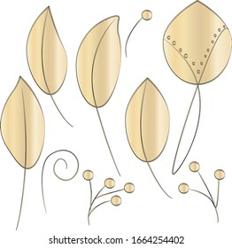 Ornamental plant.The elements of a pattern.Set.White background.Vector.
