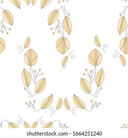 Ornamental plant.Elements of the pattern with the color of gold.Template.White background.Vector.

