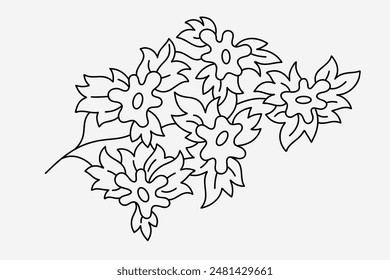 Ornamental plants. Decor elements. Stylized flowers. Flat design.