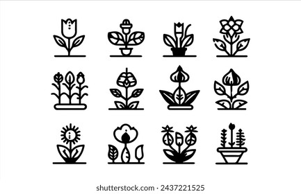 ornamental plants icon vector,outline illustration concept,Thin line style