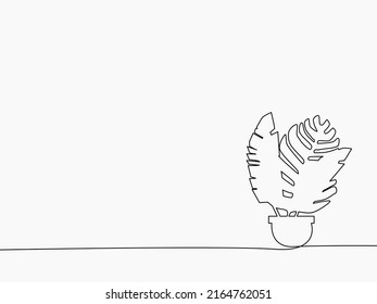 Ornamental plants in pots. continuous line drawing nature concept vector illustration