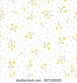 Plantas ornamentales con un patrón sin fisuras de 2021 colores (Gris Ultimate + Iluminación). Vector de patrón sin fisuras, puede ser utilizado para telas, papel tapiz, web, tarjeta.