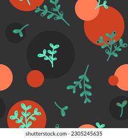 Ornamental plants seamless pattern. Vector seamless pattern, can be used for fabrics, wallpaper, web, card.