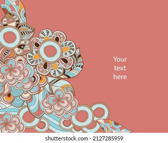 Ornamental postcard or invitation design template, hand drawn doodles
