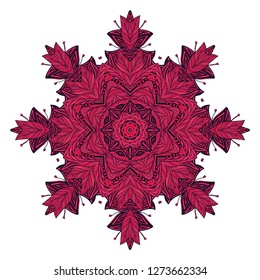 Ornamental purple   - black vector rosette - snowflake on white background