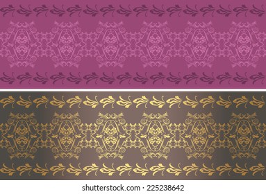 Ornamental purple and brown borders. Vector