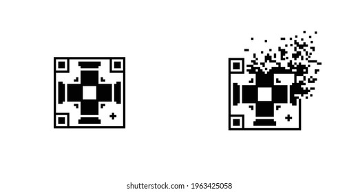 Ziercode gefülltes Rechteck, Illustration für Grafikdesign, Farben: schwarz-weiß