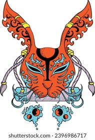 Ornamental Rabbit Mask Vector Set