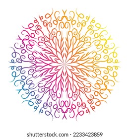 Ornamental rainbow mandala , colorful indian pattern design. Vector illustration.