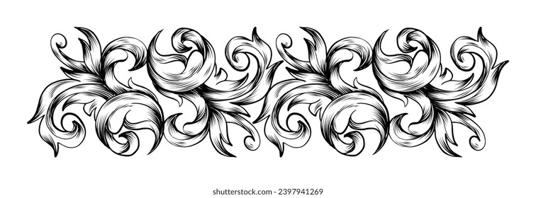 Ornamental realistic hand drawn border	
