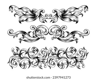 Ornamental realistic hand drawn border	
