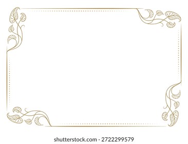 Ornamental rectangular frame with floral vine. Elegant vintage decorative border.