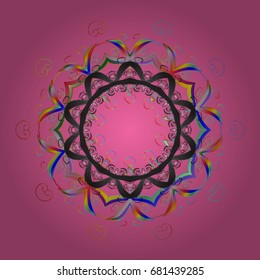 Ornamental Repeating Pattern. Vector design. Christmas Stylized Snowflakes on a colorful background.