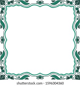 Ornamental retro vignette. Green pattern frame